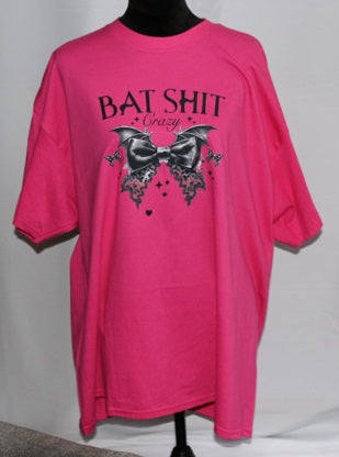 Bat Shirt Crazy Pink   Short Sleeve, Crew Neck, T Shirt