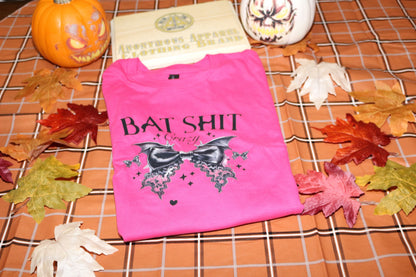 Bat Shirt Crazy Pink   Short Sleeve, Crew Neck, T Shirt