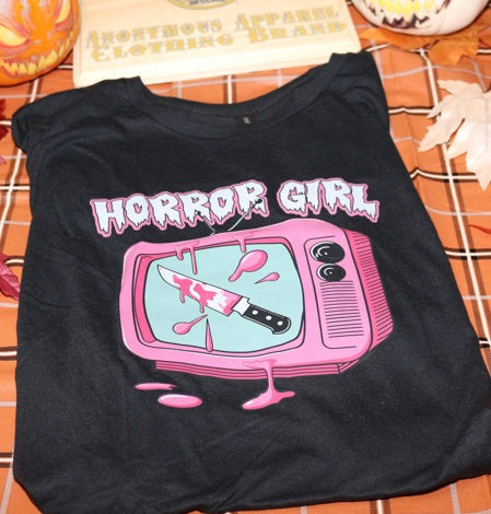 Horror Girl  Short Sleeve, Crew Neck, T Shirt