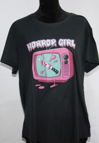 Horror Girl  Short Sleeve, Crew Neck, T Shirt