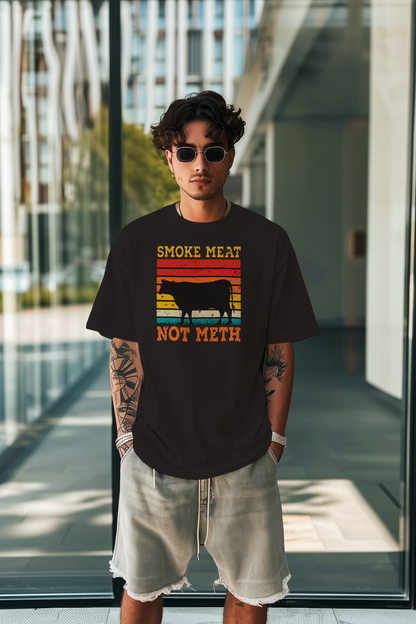 Smoke Meat Not Meth T-Shirt - Short Sleeve, Crew Neck, T-Shirt