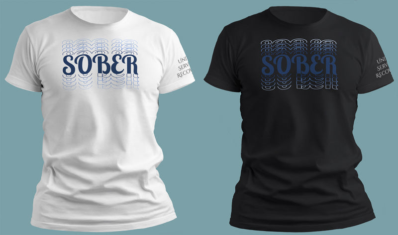 Sober Blue   Short Sleeve, Crew Neck, T Shirt