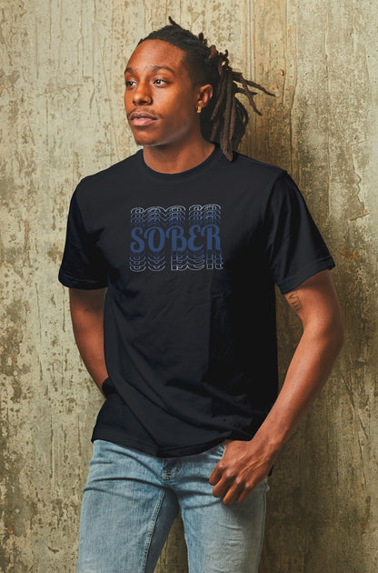 Sober Blue   Short Sleeve, Crew Neck, T Shirt